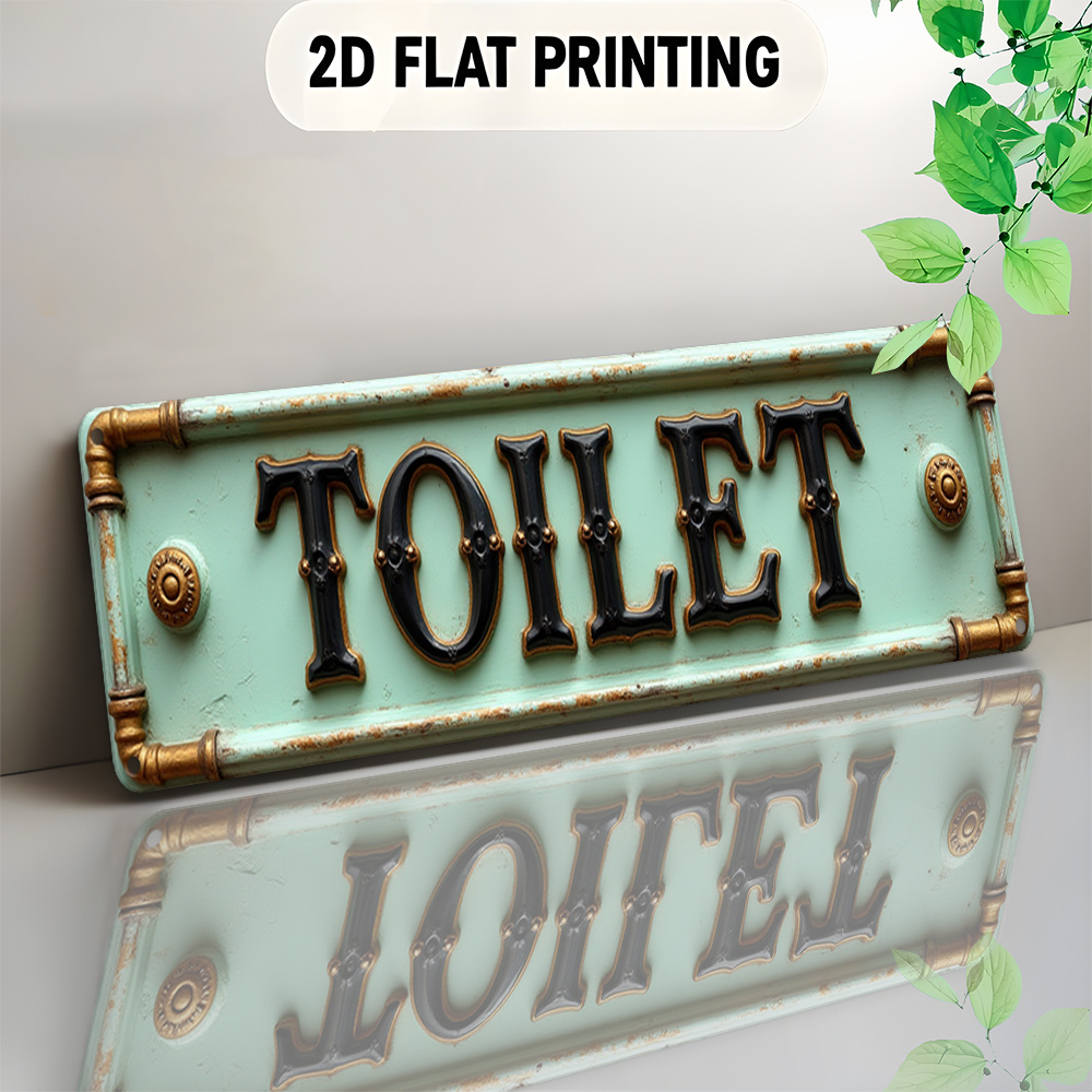 Home Bathroom Decor - Targa per WC piatta e vintage